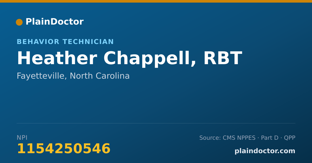 Shareable card for Heather Chappell, RBT - Behavior Technician, Fayetteville, NC