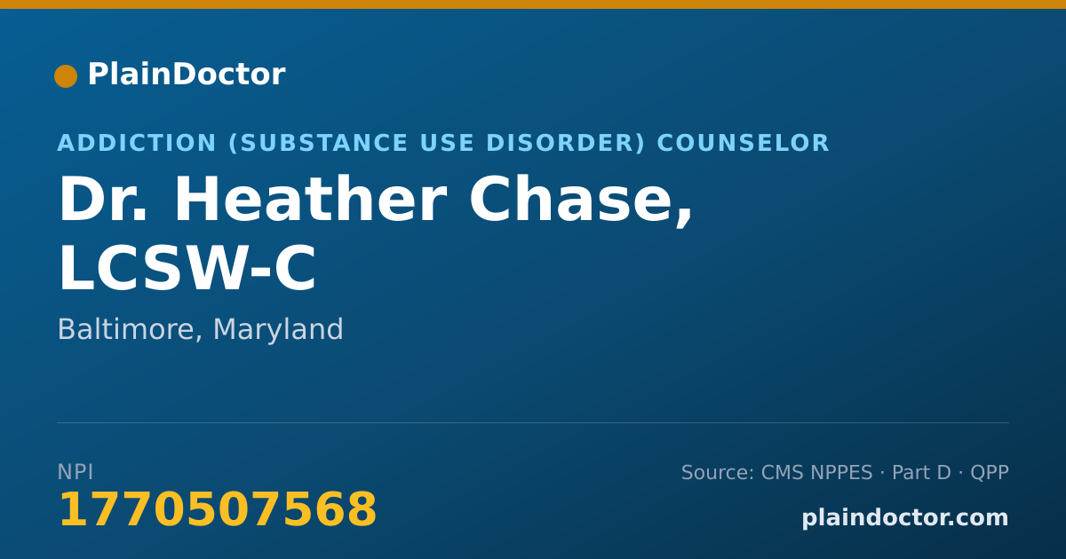 Shareable card for Heather Chase, LCSW-C - Addiction (Substance Use Disorder) Counselor, Baltimore, MD