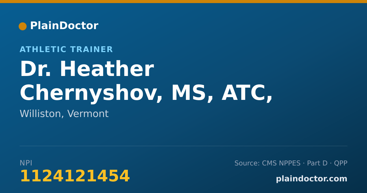 Shareable card for Heather Chernyshov, MS, ATC, NCTMB - Athletic Trainer, Williston, VT