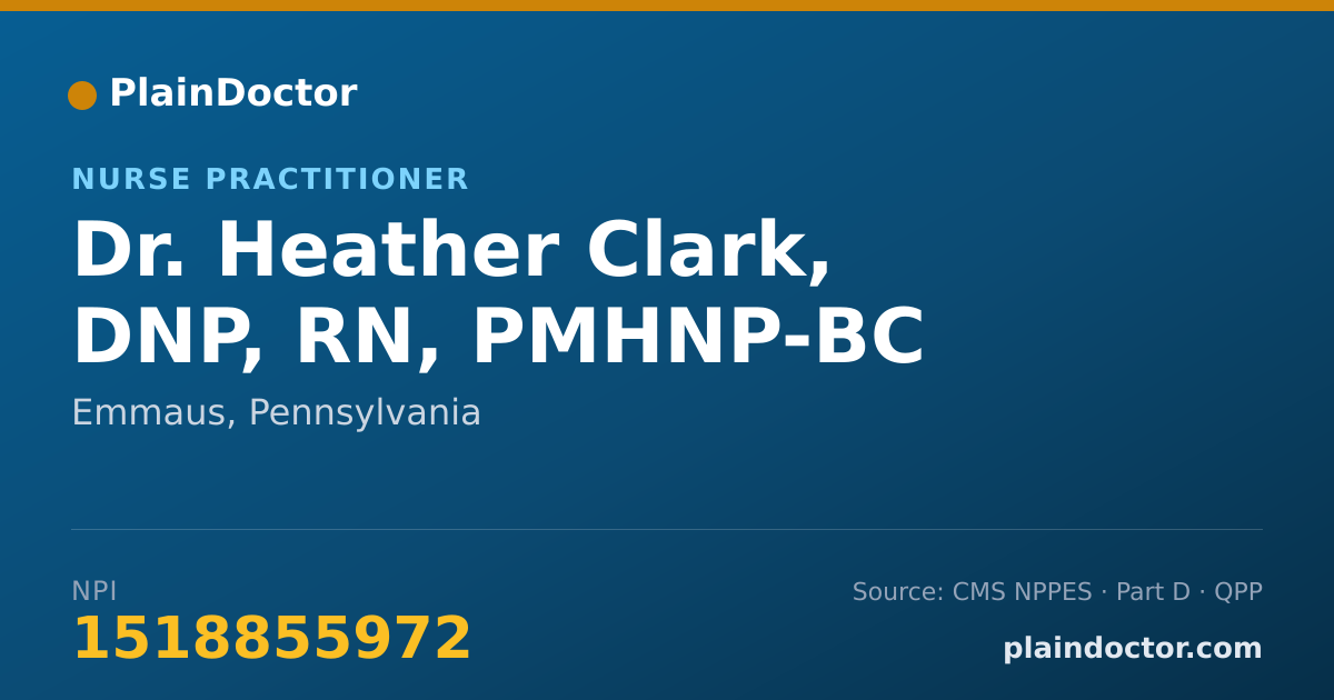 Shareable card for Heather Clark, DNP, RN, PMHNP-BC - Nurse Practitioner, Emmaus, PA