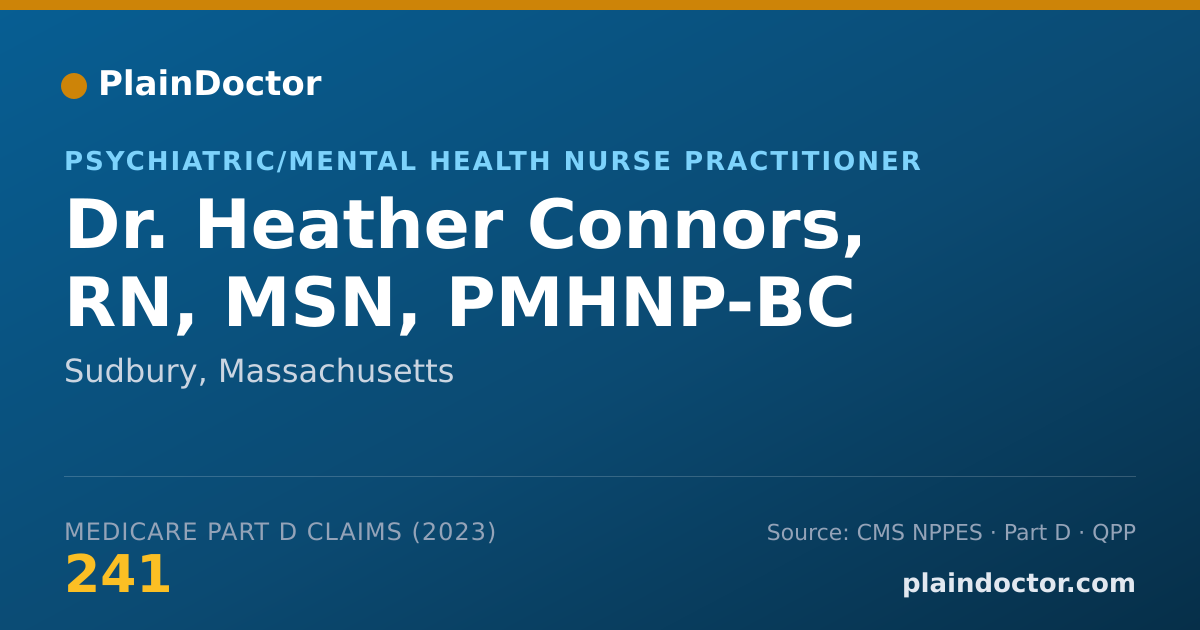 Shareable card for Heather Connors, RN, MSN, PMHNP-BC - Psychiatric/Mental Health Nurse Practitioner, Sudbury, MA