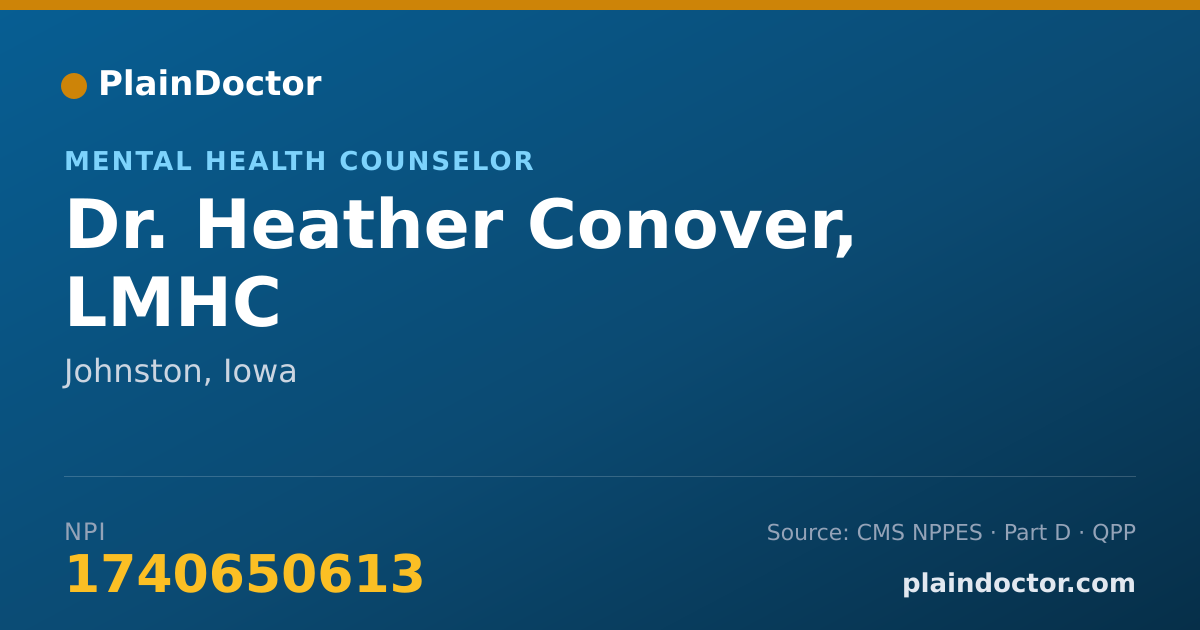 Shareable card for Heather Conover, LMHC - Mental Health Counselor, Johnston, IA