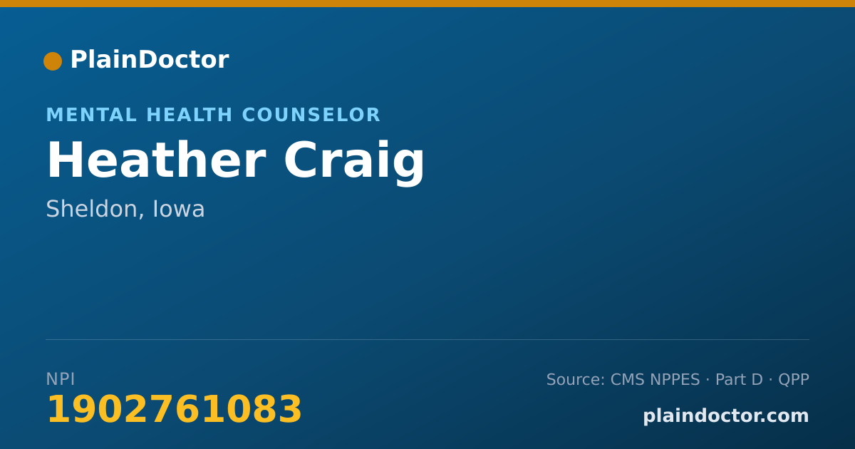 Shareable card for Heather Craig - Mental Health Counselor, Sheldon, IA
