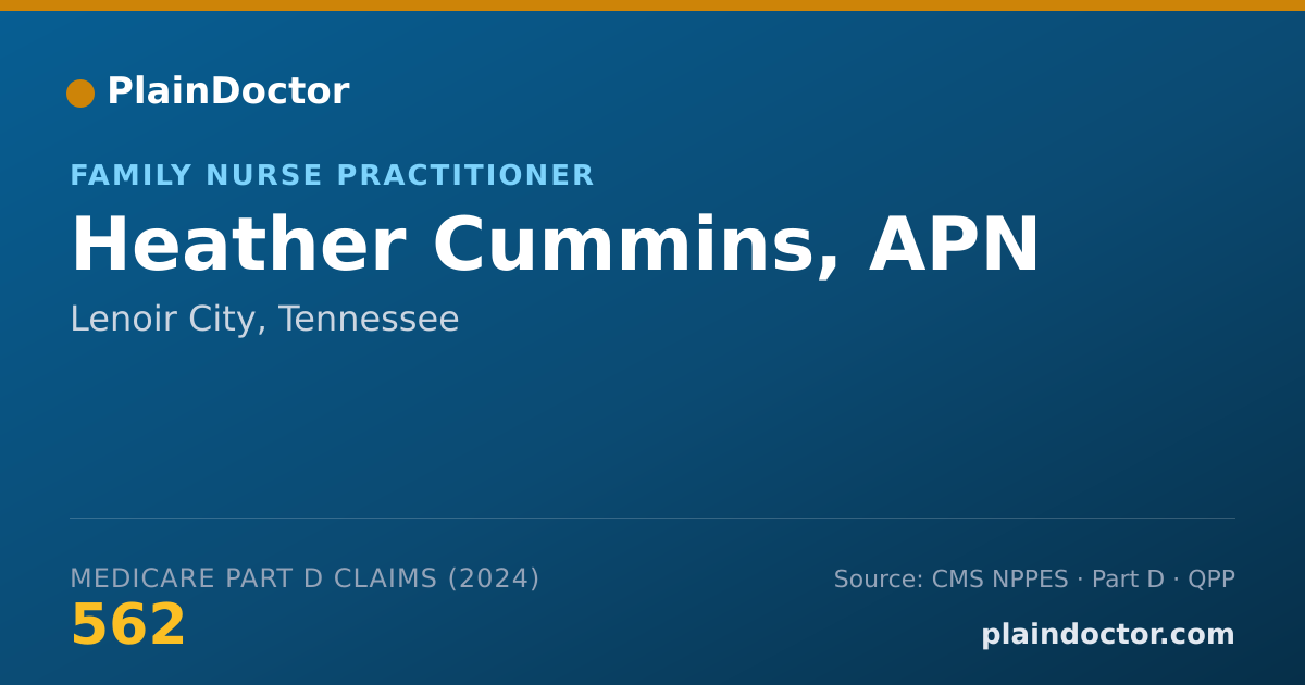 Shareable card for Heather Cummins, APN - Family Nurse Practitioner, Lenoir City, TN