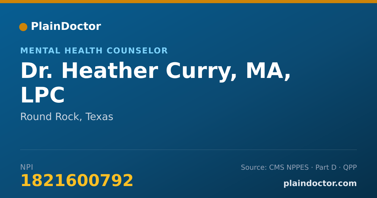 Shareable card for Heather Curry, MA, LPC - Mental Health Counselor, Round Rock, TX