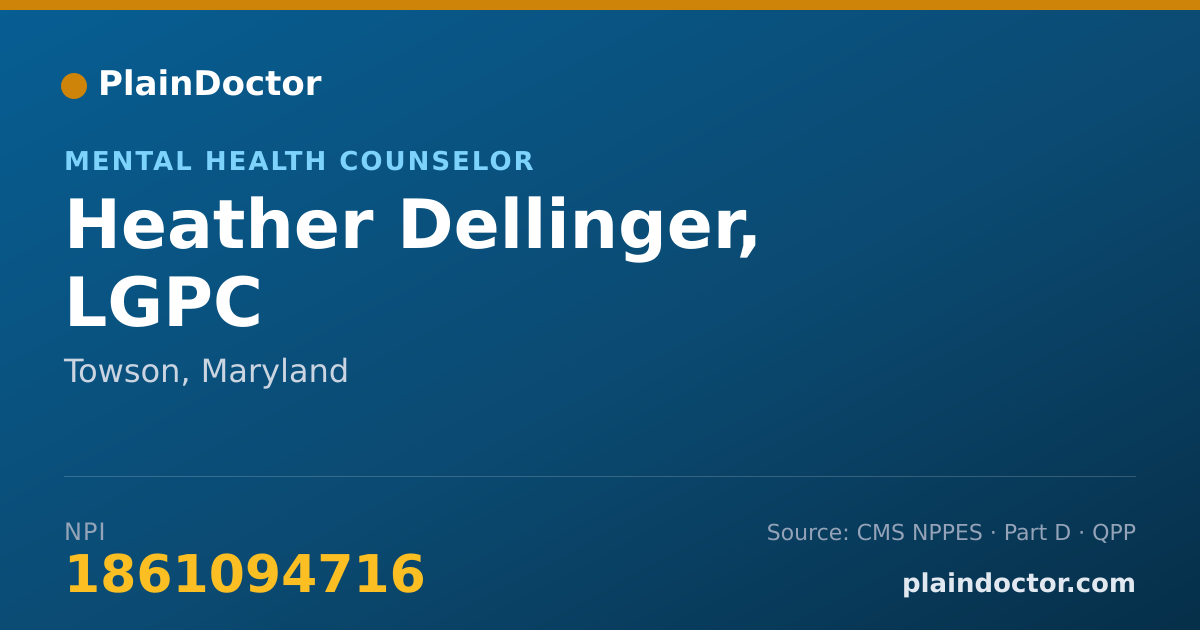 Shareable card for Heather Dellinger, LGPC - Mental Health Counselor, Towson, MD