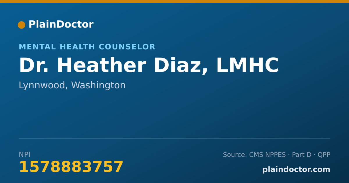 Shareable card for Heather Diaz, LMHC - Mental Health Counselor, Lynnwood, WA