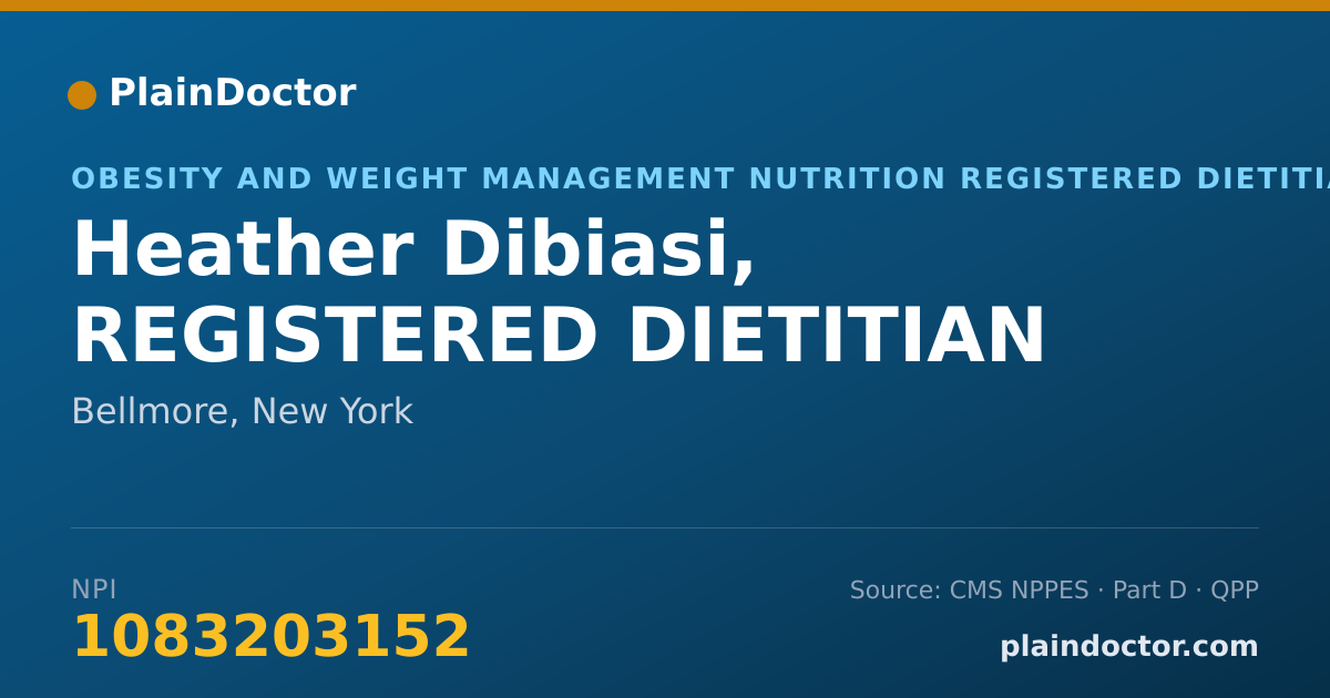 Shareable card for Heather Dibiasi, REGISTERED DIETITIAN - Obesity and Weight Management Nutrition Registered Dietitian, Bellmore, NY