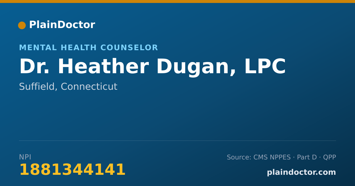 Shareable card for Heather Dugan, LPC - Mental Health Counselor, Suffield, CT