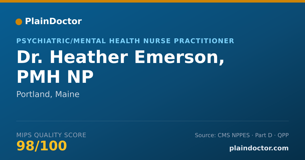 Shareable card for Heather Emerson, PMH NP - Psychiatric/Mental Health Nurse Practitioner, Portland, ME