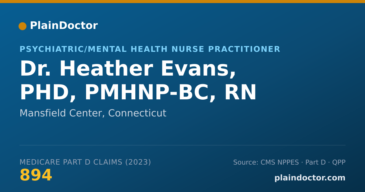 Shareable card for Heather Evans, PHD, PMHNP-BC, RN - Psychiatric/Mental Health Nurse Practitioner, Mansfield Center, CT