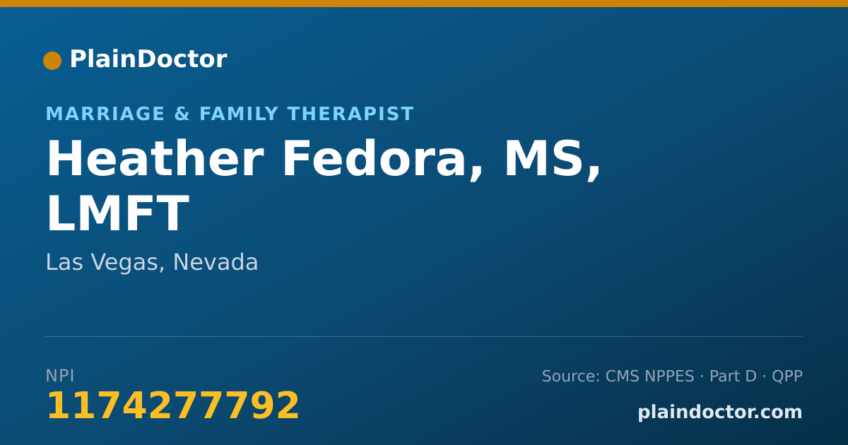 Shareable card for Heather Fedora, MS, LMFT - Marriage & Family Therapist, Las Vegas, NV