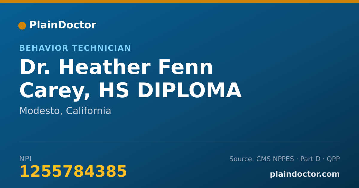 Shareable card for Heather Fenn Carey, HS DIPLOMA - Behavior Technician, Modesto, CA