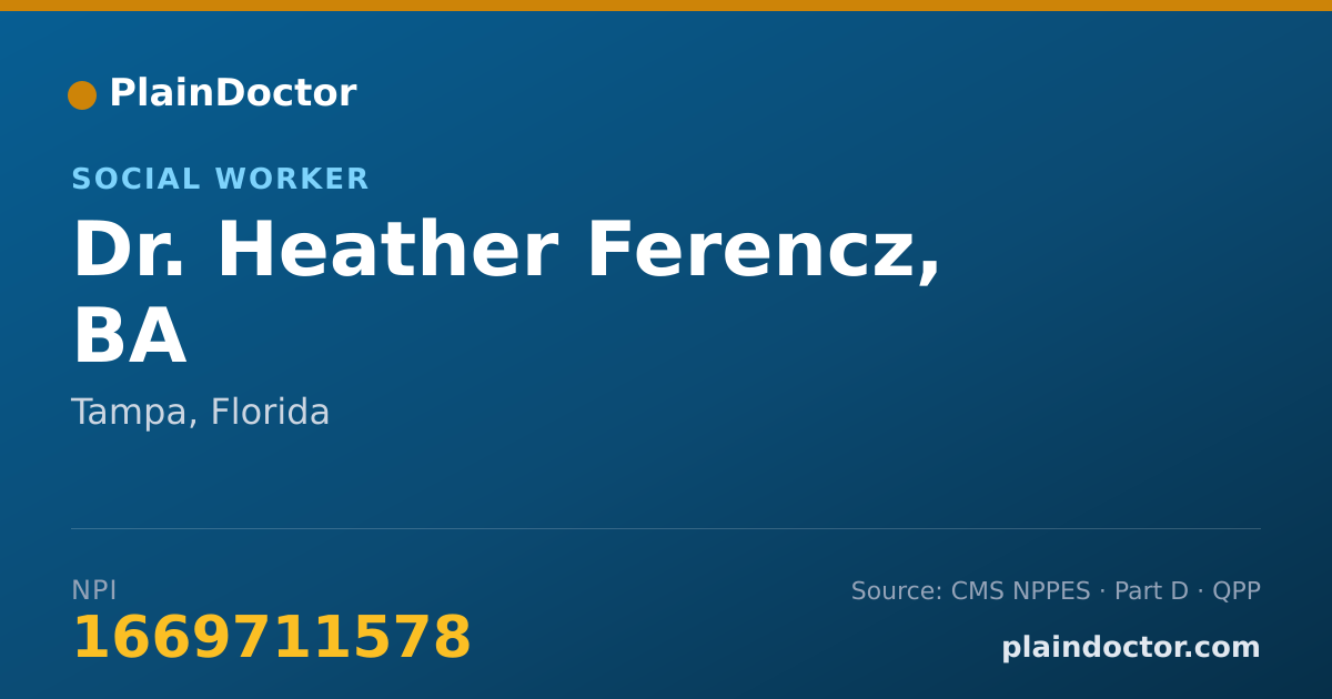 Shareable card for Heather Ferencz, BA - Social Worker, Tampa, FL