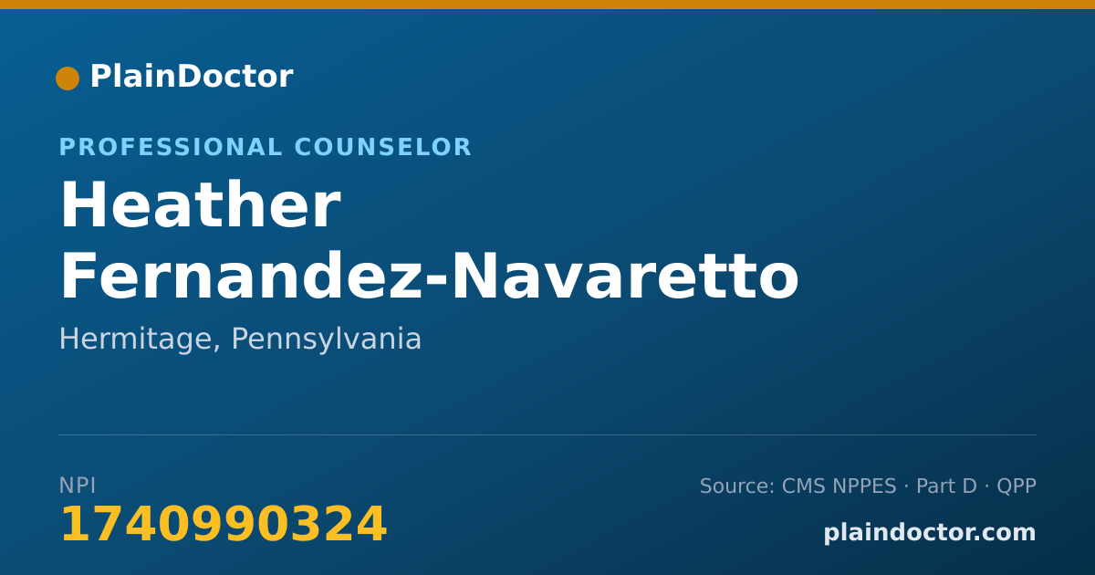 Shareable card for Heather Fernandez-Navaretto - Professional Counselor, Hermitage, PA