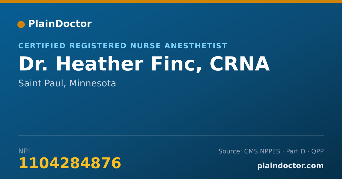 Shareable card for Heather Finc, CRNA - Certified Registered Nurse Anesthetist, Saint Paul, MN