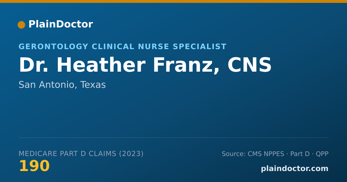 Shareable card for Heather Franz, CNS - Gerontology Clinical Nurse Specialist, San Antonio, TX