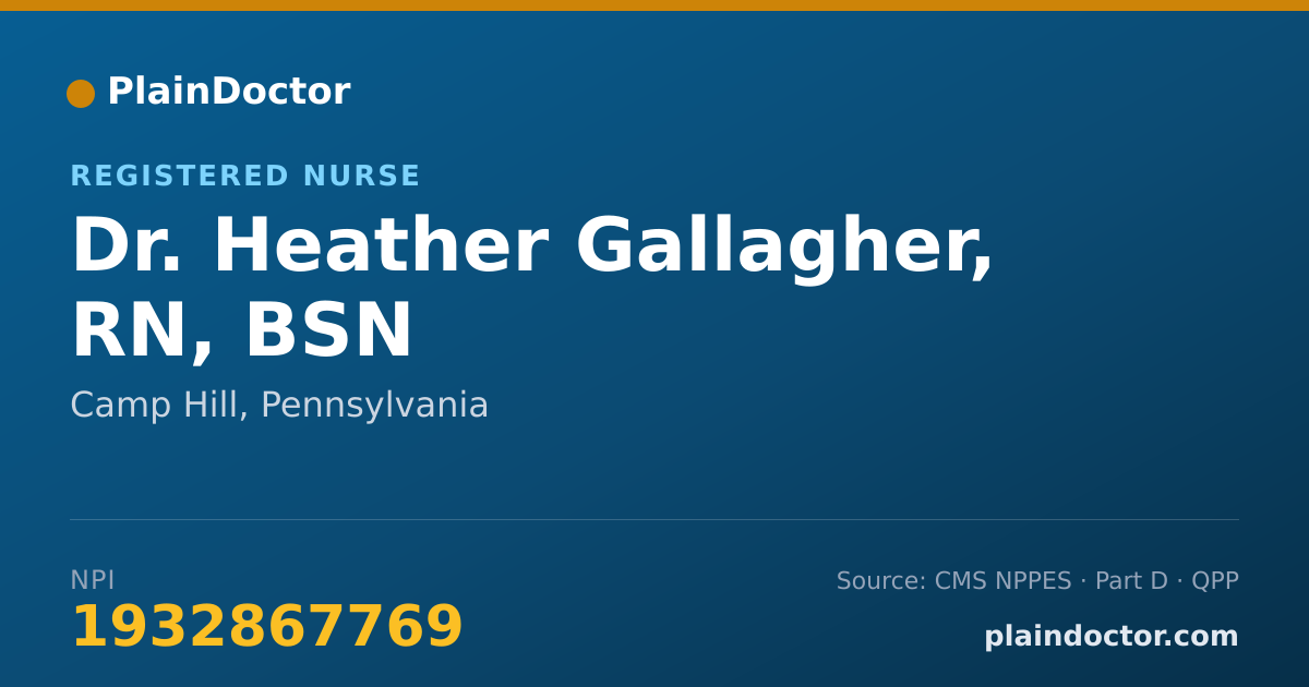Shareable card for Heather Gallagher, RN, BSN - Registered Nurse, Camp Hill, PA