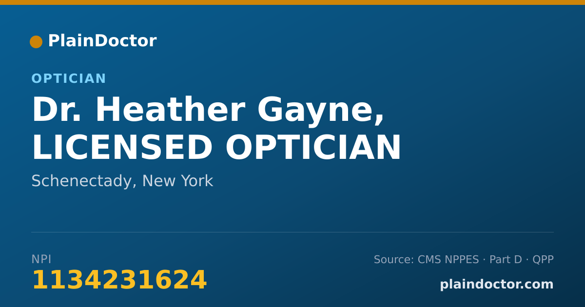 Shareable card for Heather Gayne, LICENSED OPTICIAN - Optician, Schenectady, NY