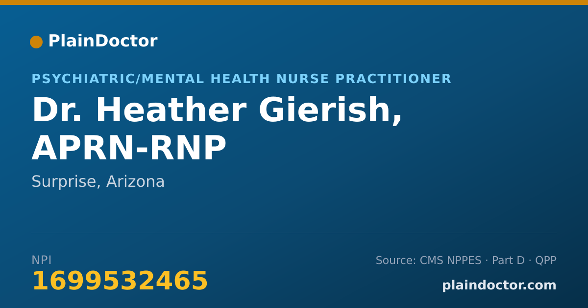 Shareable card for Heather Gierish, APRN-RNP - Psychiatric/Mental Health Nurse Practitioner, Surprise, AZ