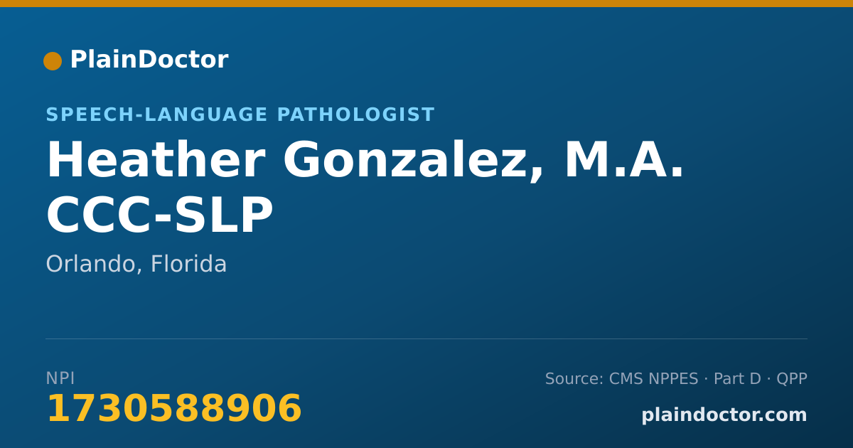 Shareable card for Heather Gonzalez, M.A. CCC-SLP - Speech-Language Pathologist, Orlando, FL