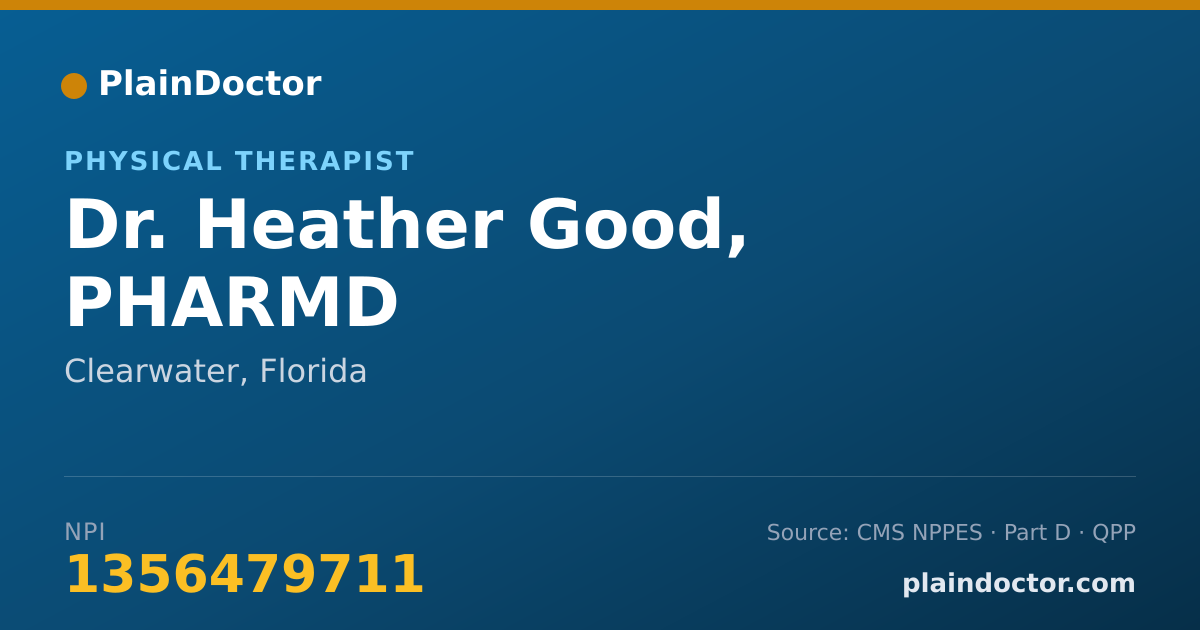 Shareable card for Heather Good, PHARMD - Physical Therapist, Clearwater, FL