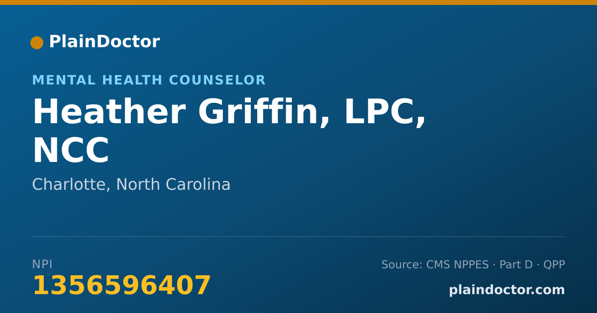 Shareable card for Heather Griffin, LPC, NCC - Mental Health Counselor, Charlotte, NC