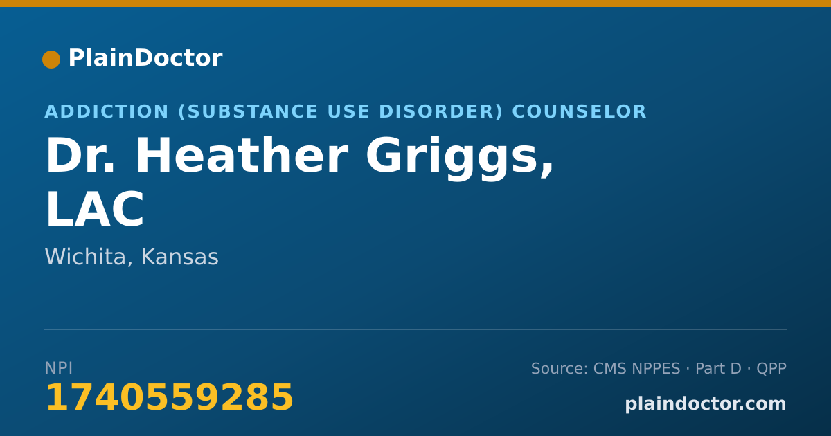 Shareable card for Heather Griggs, LAC - Addiction (Substance Use Disorder) Counselor, Wichita, KS