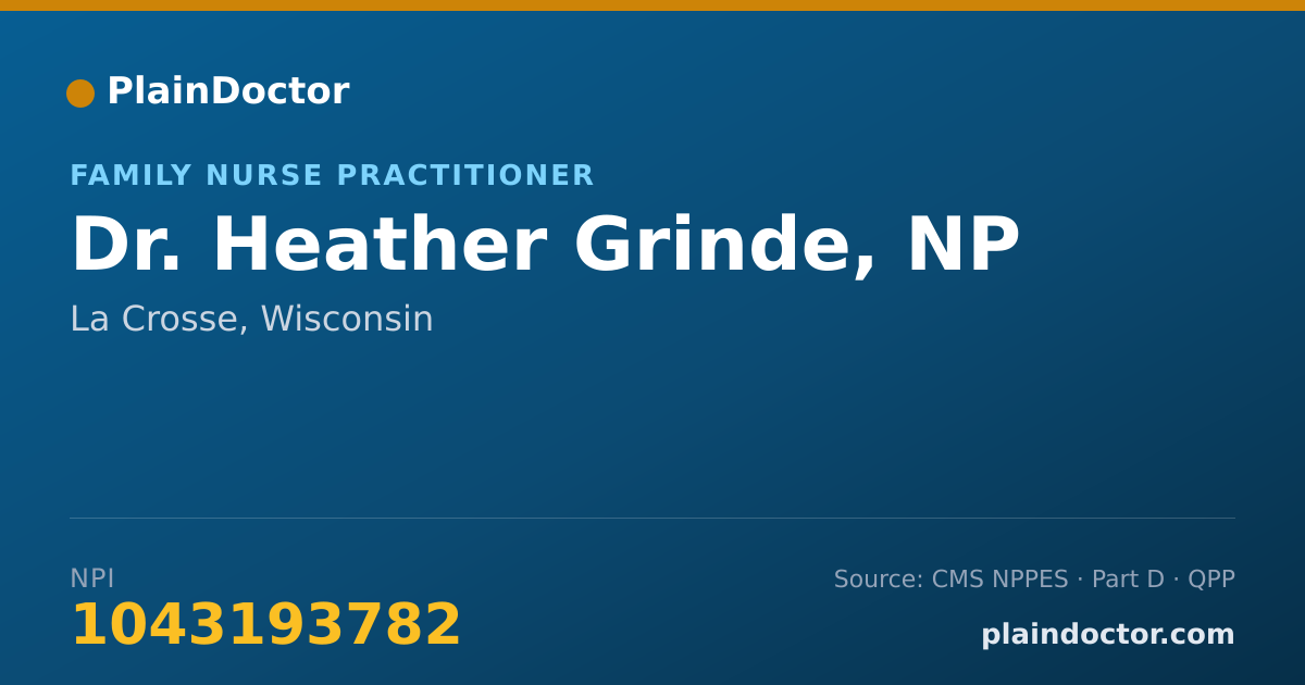 Shareable card for Heather Grinde, NP - Family Nurse Practitioner, La Crosse, WI