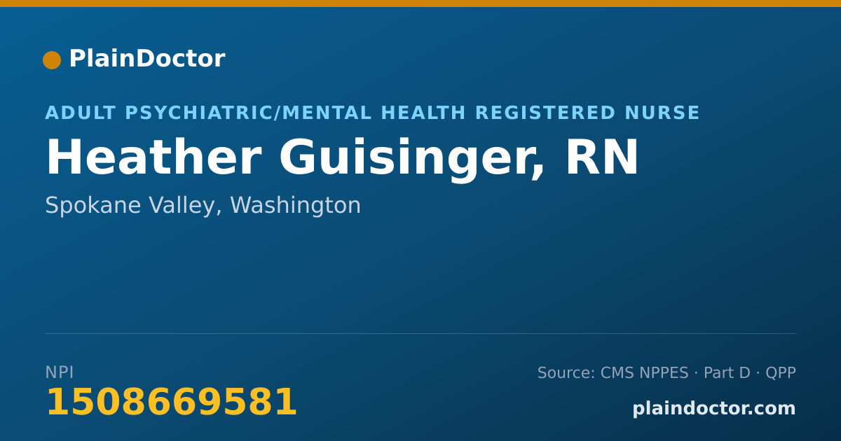 Shareable card for Heather Guisinger, RN - Adult Psychiatric/Mental Health Registered Nurse, Spokane Valley, WA