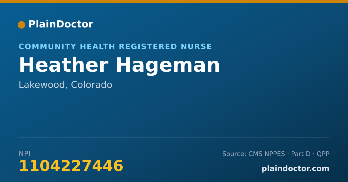 Shareable card for Heather Hageman - Community Health Registered Nurse, Lakewood, CO