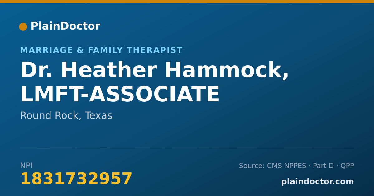 Shareable card for Heather Hammock, LMFT-ASSOCIATE - Marriage & Family Therapist, Round Rock, TX