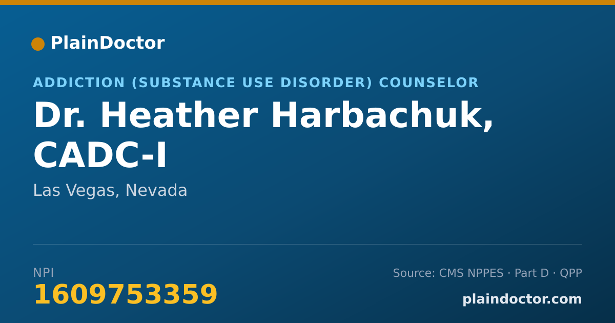 Shareable card for Heather Harbachuk, CADC-I - Addiction (Substance Use Disorder) Counselor, Las Vegas, NV