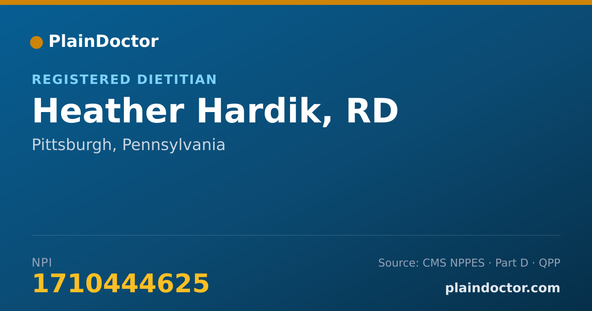 Shareable card for Heather Hardik, RD - Registered Dietitian, Pittsburgh, PA