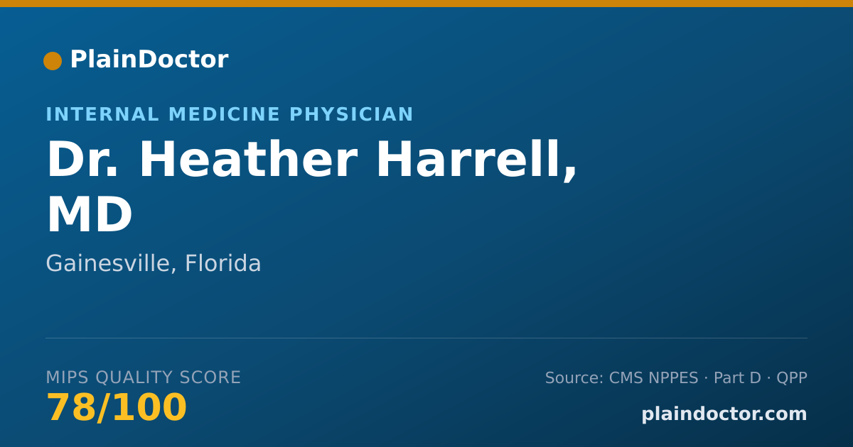 Shareable card for Heather Harrell, MD - Internal Medicine Physician, Gainesville, FL