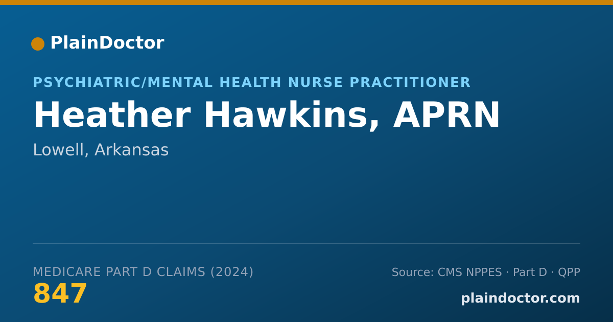 Shareable card for Heather Hawkins, APRN - Psychiatric/Mental Health Nurse Practitioner, Lowell, AR