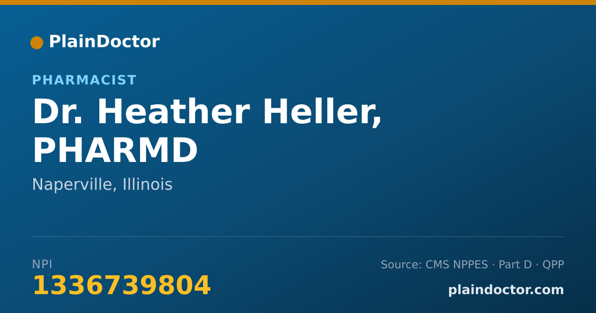 Shareable card for Heather Heller, PHARMD - Pharmacist, Naperville, IL