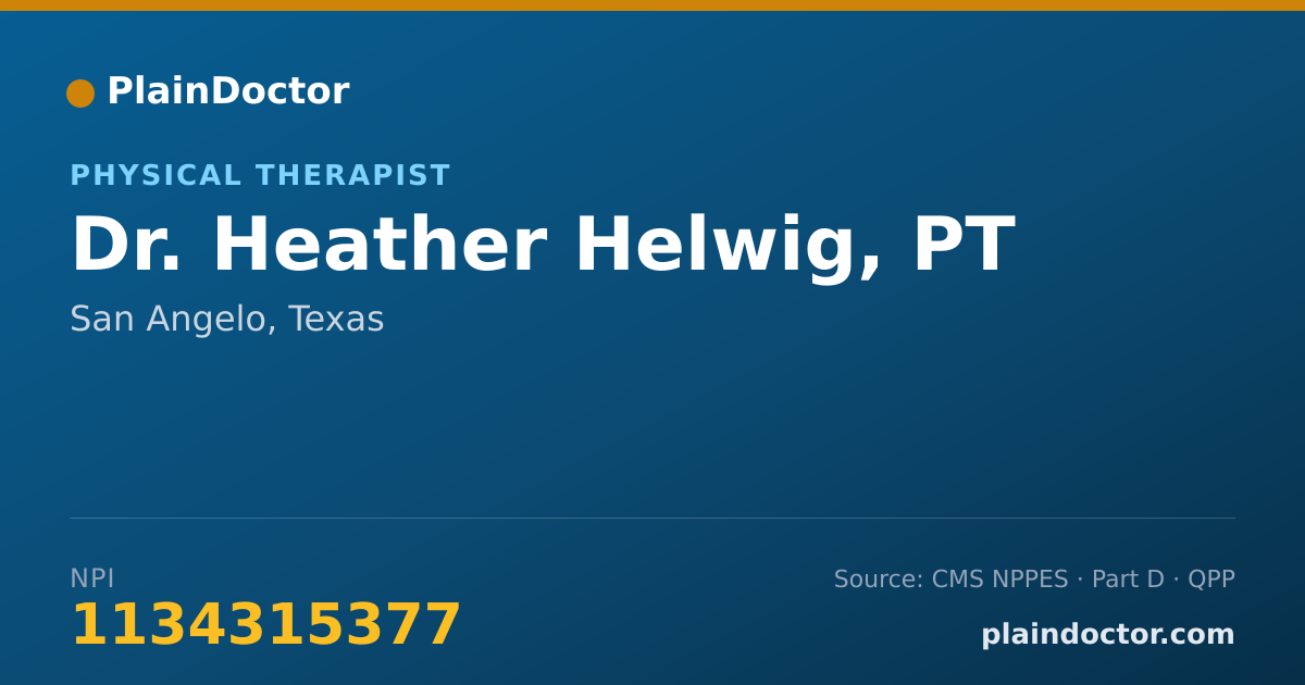 Shareable card for Heather Helwig, PT - Physical Therapist, San Angelo, TX