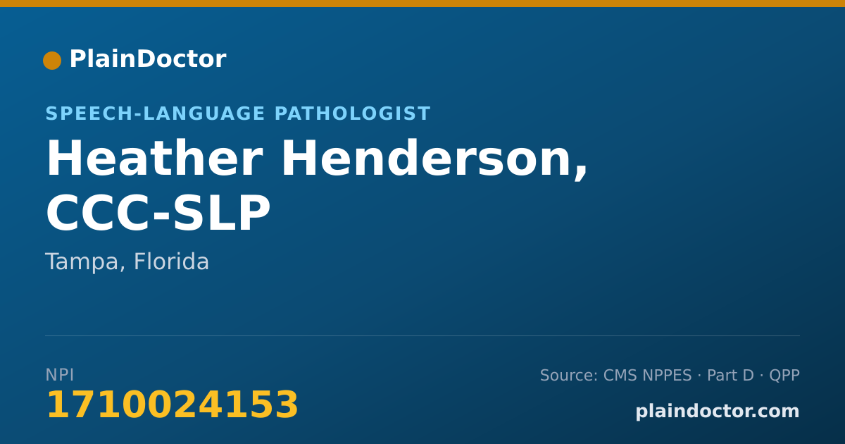 Shareable card for Heather Henderson, CCC-SLP - Speech-Language Pathologist, Tampa, FL