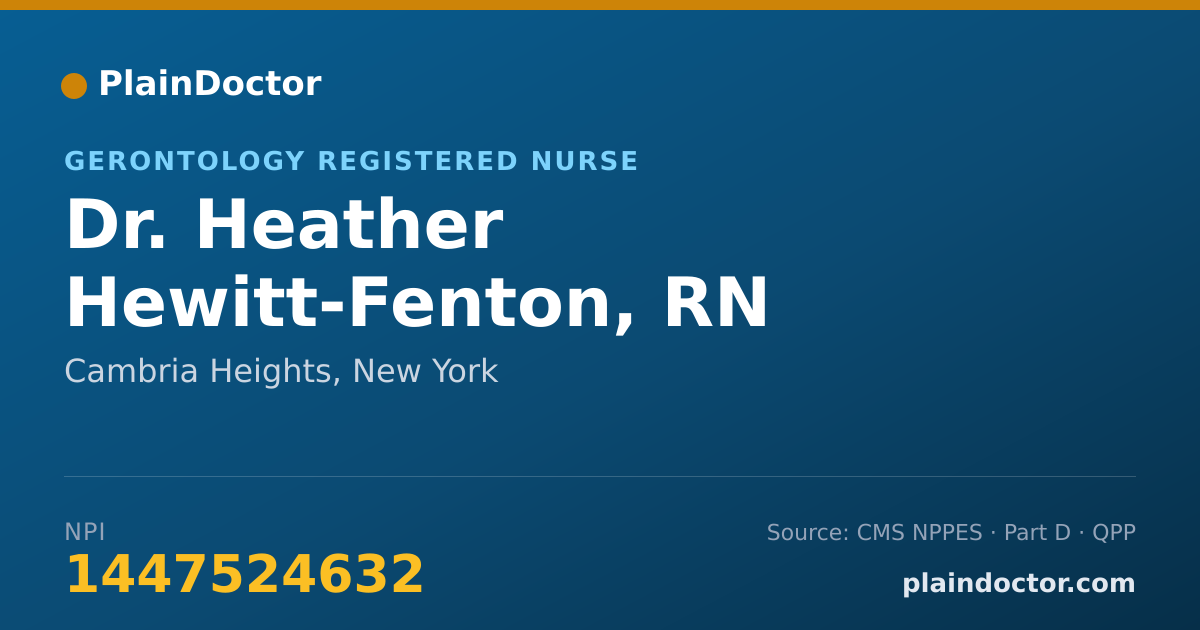 Shareable card for Heather Hewitt-Fenton, RN - Gerontology Registered Nurse, Cambria Heights, NY