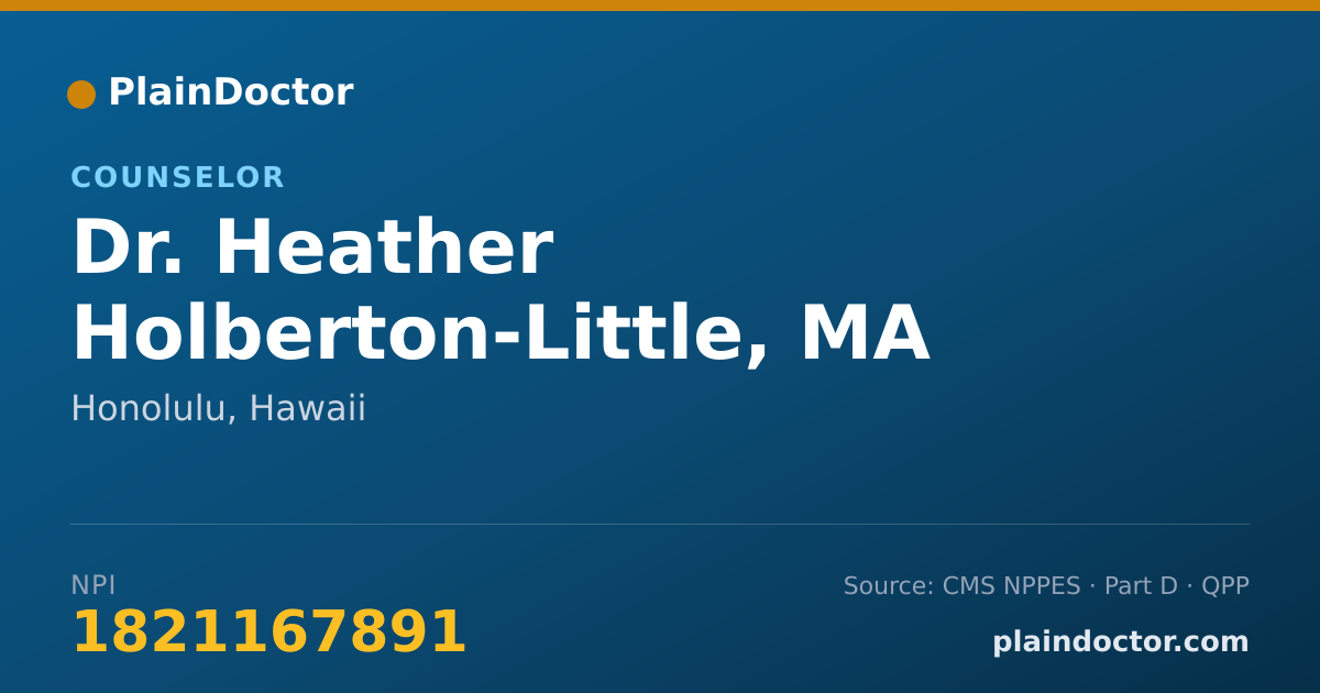Shareable card for Heather Holberton-Little, MA - Counselor, Honolulu, HI