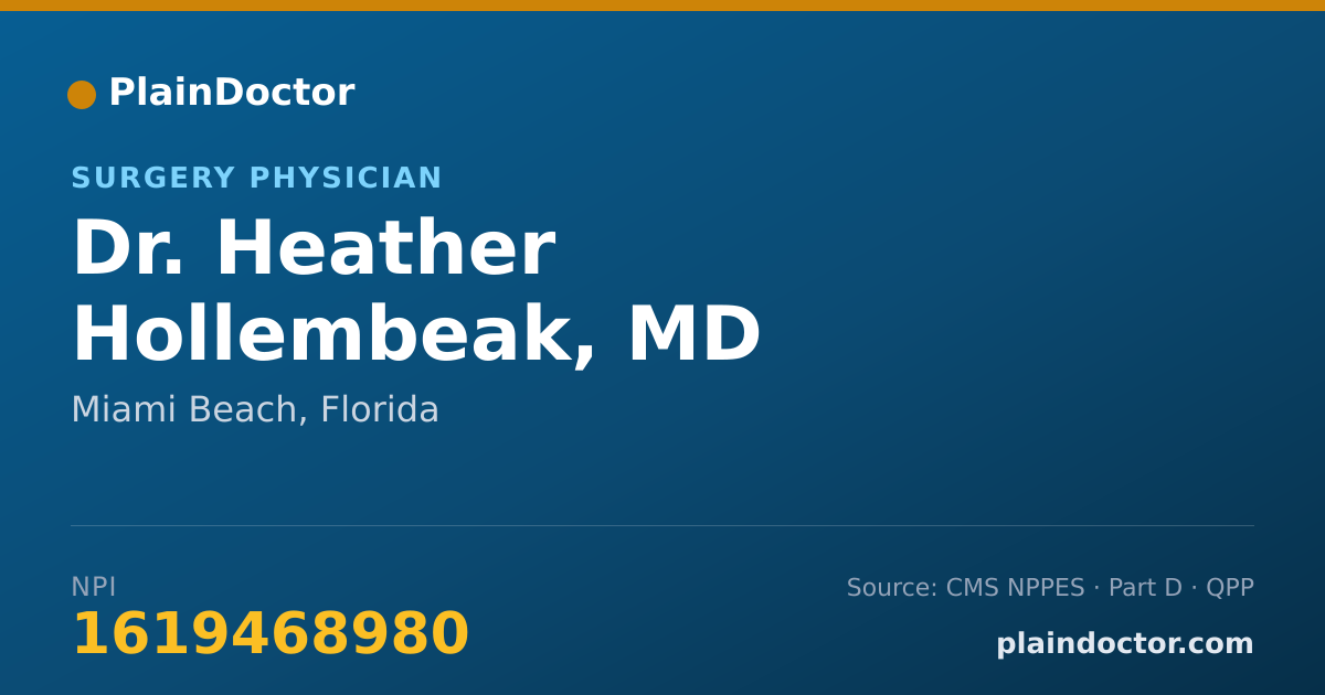 Shareable card for Heather Hollembeak, MD - Surgery Physician, Miami Beach, FL