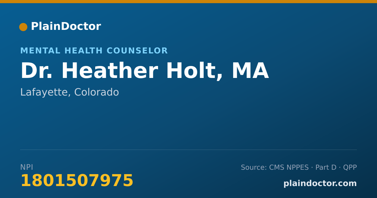Shareable card for Heather Holt, MA - Mental Health Counselor, Lafayette, CO