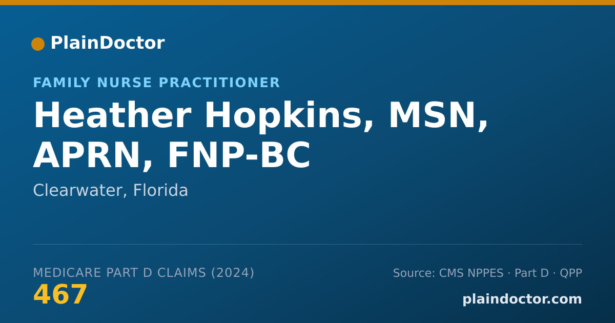 Shareable card for Heather Hopkins, MSN, APRN, FNP-BC - Family Nurse Practitioner, Clearwater, FL