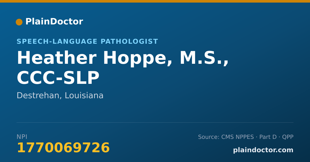 Shareable card for Heather Hoppe, M.S., CCC-SLP - Speech-Language Pathologist, Destrehan, LA