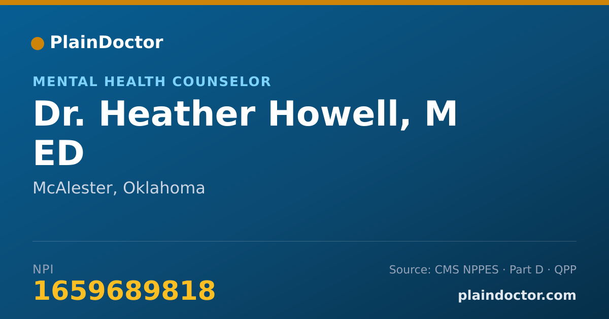 Shareable card for Heather Howell, M ED - Mental Health Counselor, McAlester, OK