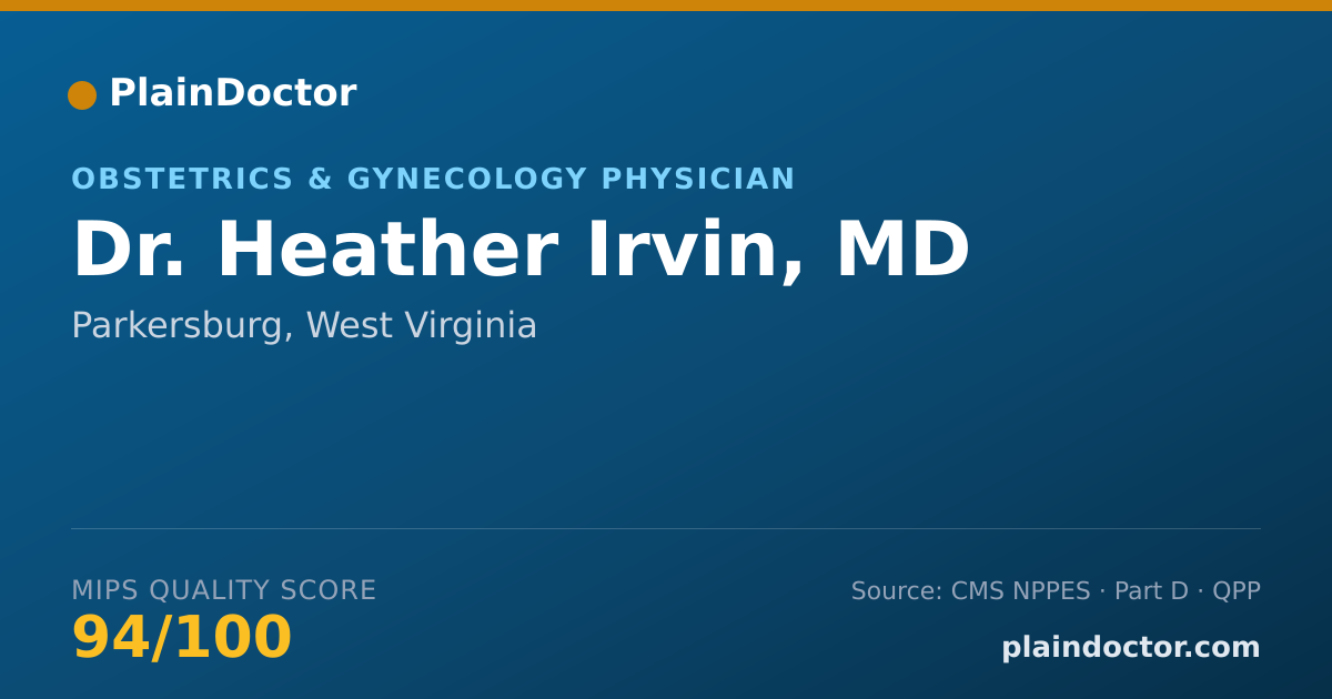 Shareable card for Heather Irvin, MD - Obstetrics & Gynecology Physician, Parkersburg, WV
