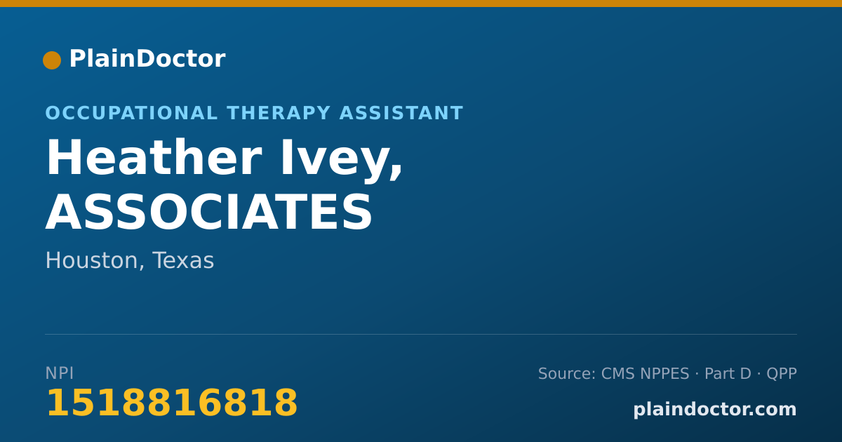 Shareable card for Heather Ivey, ASSOCIATES - Occupational Therapy Assistant, Houston, TX