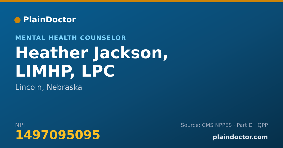 Shareable card for Heather Jackson, LIMHP, LPC - Mental Health Counselor, Lincoln, NE