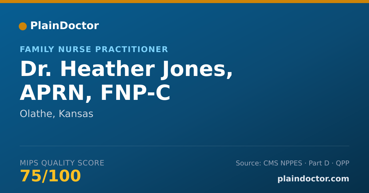 Shareable card for Heather Jones, APRN, FNP-C - Family Nurse Practitioner, Olathe, KS